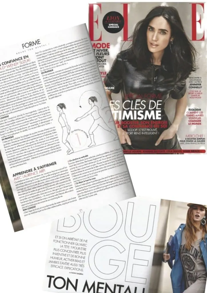 Double page du magazine ELLE consacrée au travail du corps de Laurence Arpi